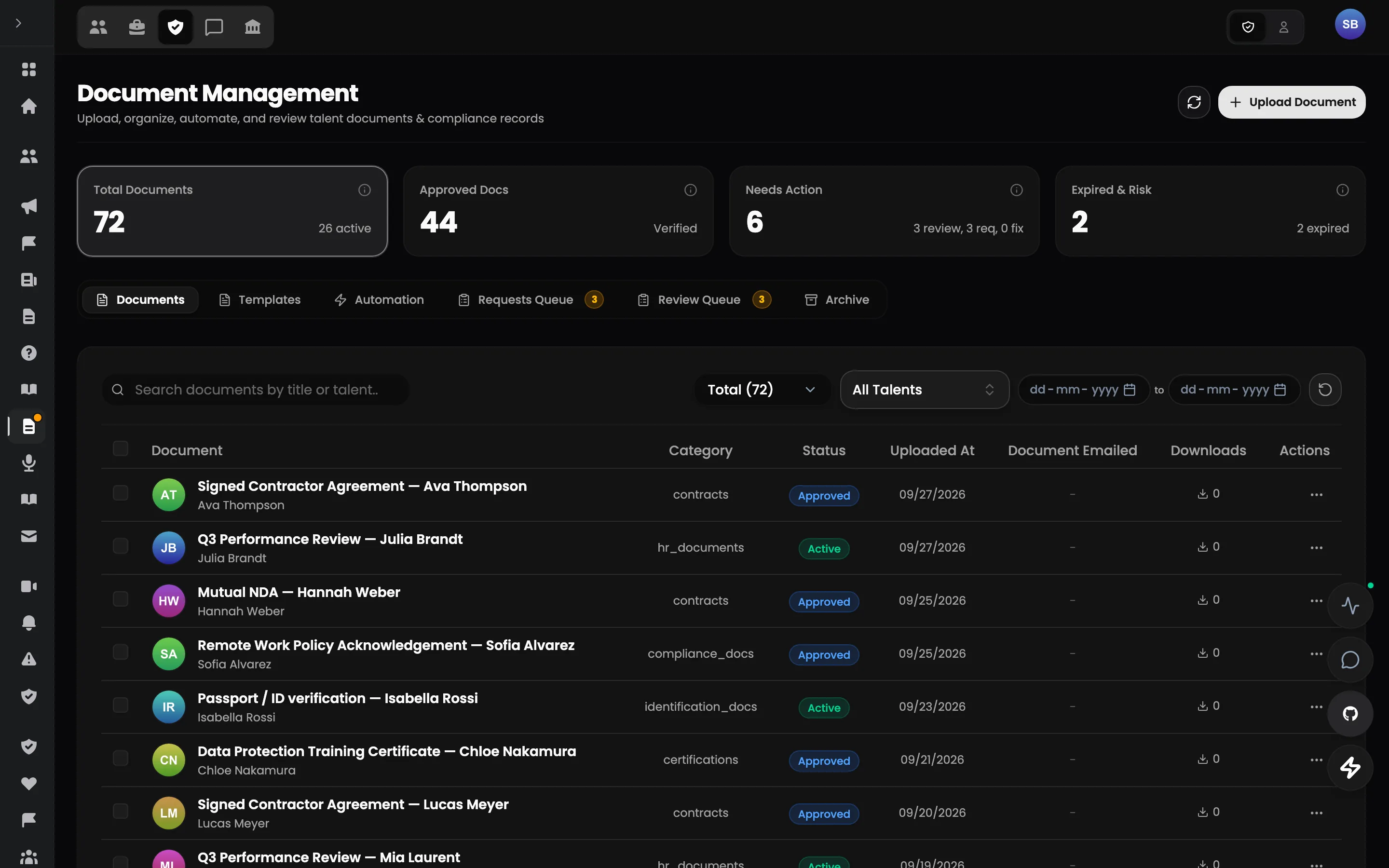 Talent Portal — Documents