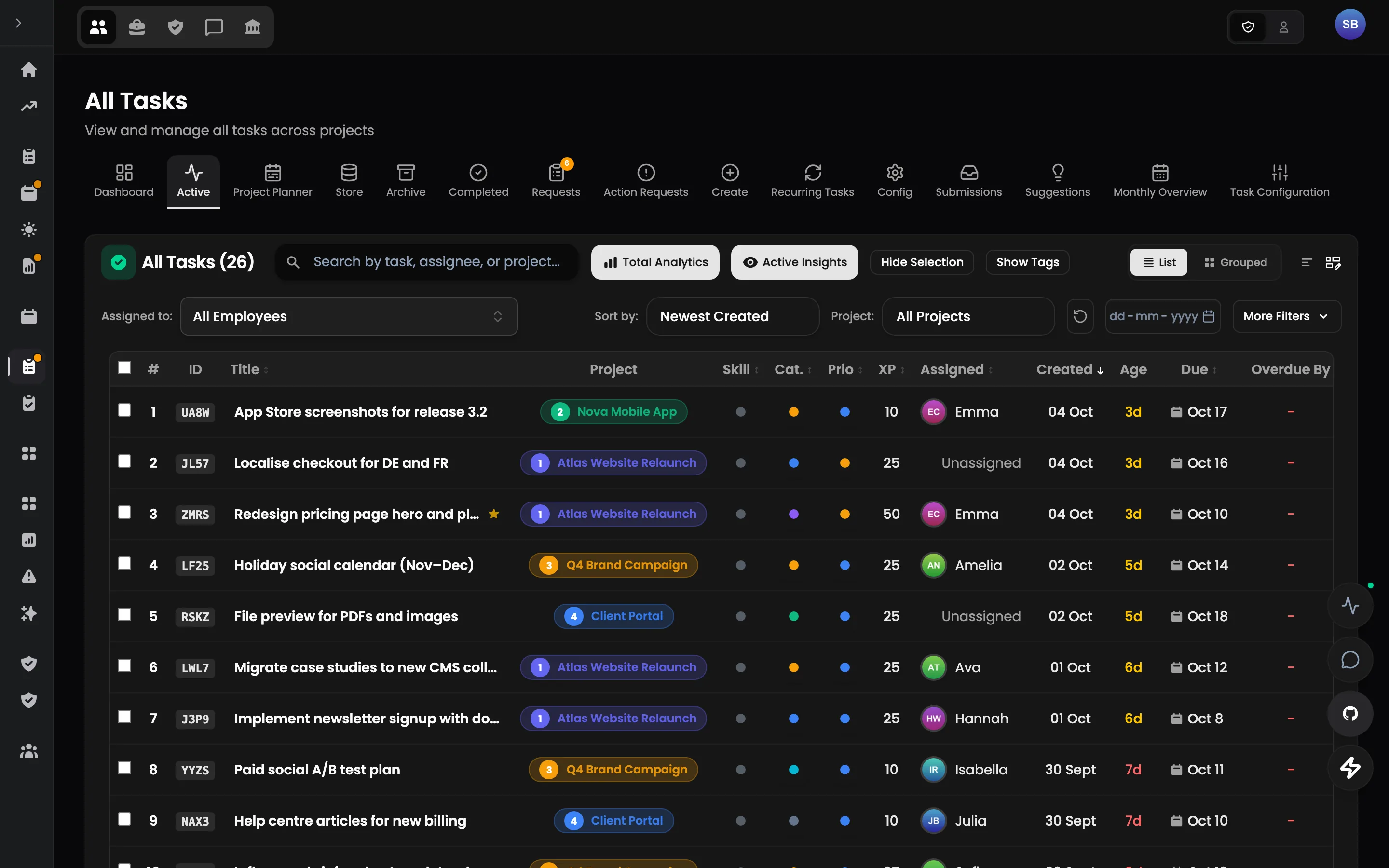 Talent Portal — All tasks